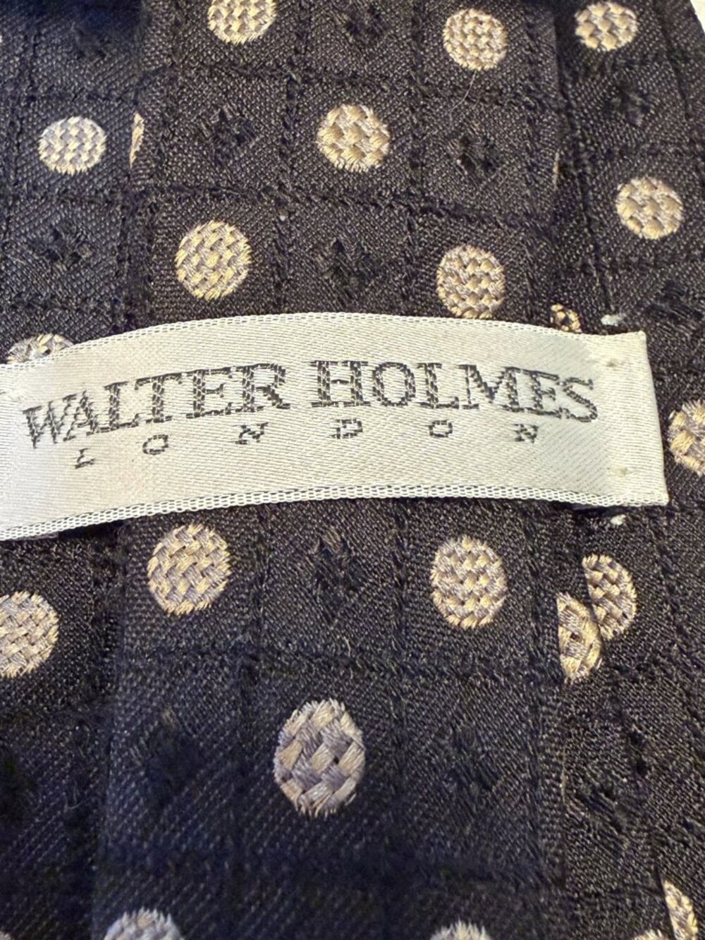 Silk cashmere blend vintage Walter Holmes London polka dot geometric tie